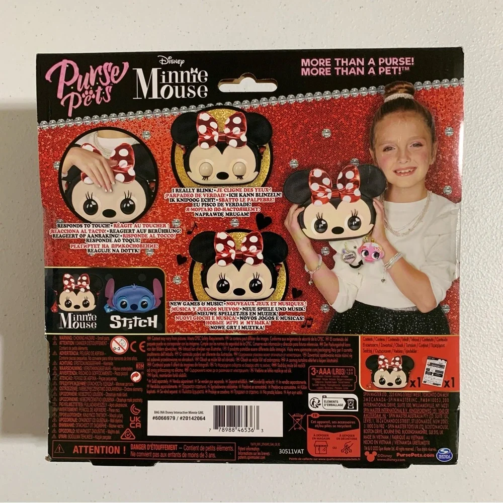 Purse Pets Disney Minnie Mouse 30+ Sounds Pet Toy & Crossbody Bag-NWT